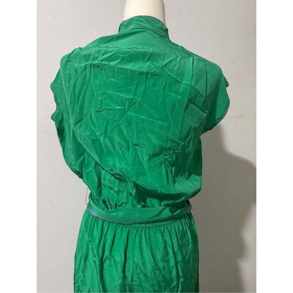 Dian Von Furstenbuerg vintage green elastic waist dress 8 - Picture 3 of 8